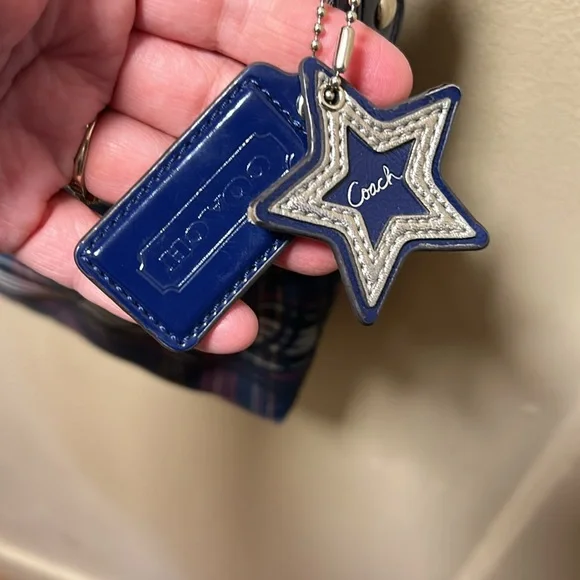 COACH 20003 Signature Navy Pink Multi Nylon Patent Leather Shoulder Bag - Picture 5 of 8